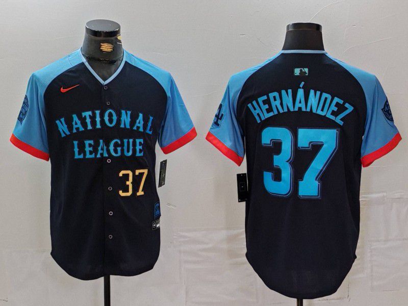 Men Los Angeles Dodgers #37 Hernandez Blue All star 2024 Nike MLB Jersey style 7264